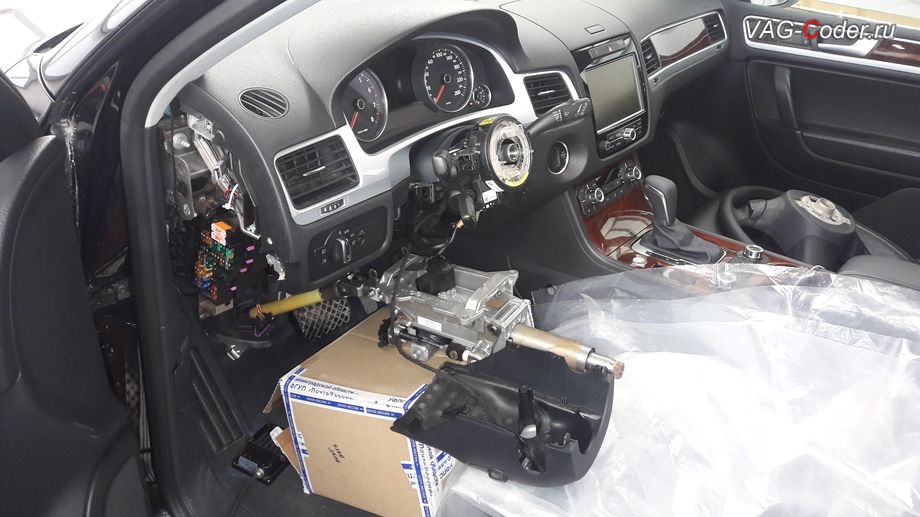 VW Touareg NF-2014м/г - тестовый запуск нового оборудования рулевой колонки с электроприводом регулировки положений в VAG-Coder.ru