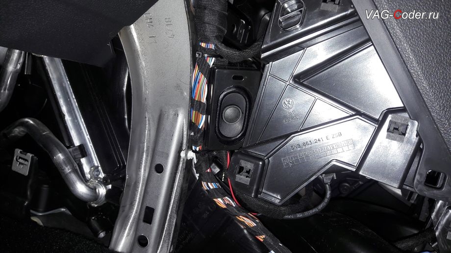 VW Tiguan NF-2019м/г - установка внешнего динамика андроид бокса, доустановка оборудования Andoid Box (Андроид бокс, навигация, Smart Play, Android 10.0, Корея) в VAG-Coder.ru в Перми