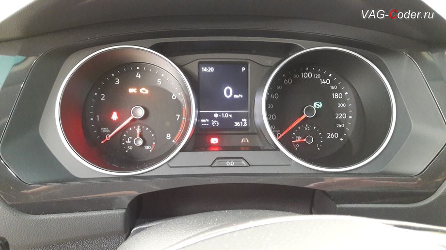 VW Tiguan NF-2019м/г - старая аналоговая панель комбинации приборов, замена аналоговой приборки на новую цифровую панель приборов 12 дюймов (AID, Active Info Display) на Фольксваген Тигуан НФ в VAG-Coder.ru в Перми