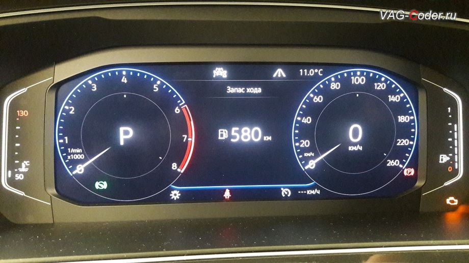 VW Tiguan NF-2020м/г - внешний вид новой доустановденной цифровой панели приборов, замена аналоговой приборки на новую цифровую панель приборов 10 дюймов (AID, Active Info Display) на Фольксваген Тигуан НФ в VAG-Coder.ru в Перми