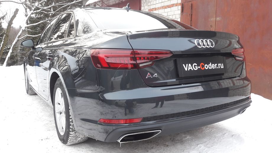 Audi A4 B9-1,4TSI-DSG7-2019м/г - доустановка штатной оригинальной камеры заднего вида с динамическими траекториями в ручке багажника на Ауди А4 Б9-2019м/г в VAG-Coder.ru в Перми