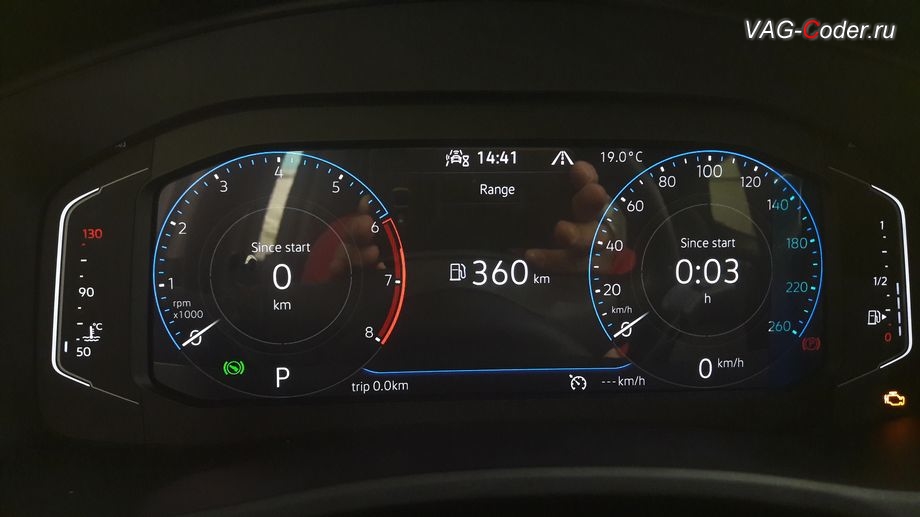 VW Atlas-2021м/г - внешний вид новой цифровой панели приборов, замена аналоговой приборки на новую цифровую панель приборов 10 дюймов (AID, Active Info Display) на Фольксваген Атлас в VAG-Coder.ru в Перми