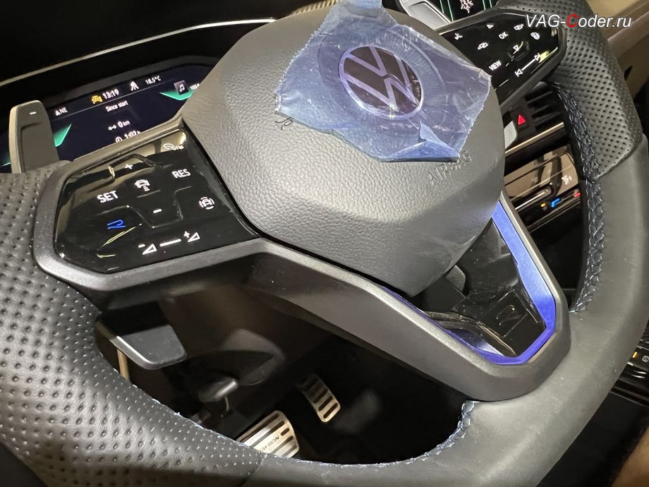 VW Tayron-1,4TSI-DSG7-2023м/г - внешний вид нового сенсорного мультируля (MFL) с подрулевыми лепестками, доустановка сенсорного мультируля (MFL) с подрулевыми лепестками на Фольксваген Тайрон в VAG-Coder.ru в Ростове-на-Дону