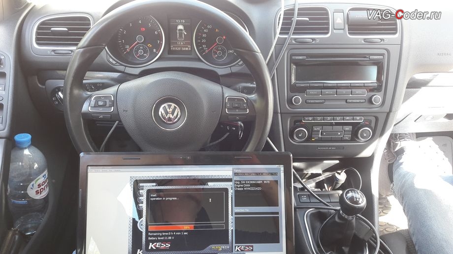 VW Golf6-2013м/г - в процессе выполнения работ по чип-тюнингу двигателя, чип-тюнинг двигателя 1,4TSI(CAXA) до 145 л.с и 250 Нм от PetranVAG Tuned на Фольксваген Гольф 6 в VAG-Coder.ru в Перми