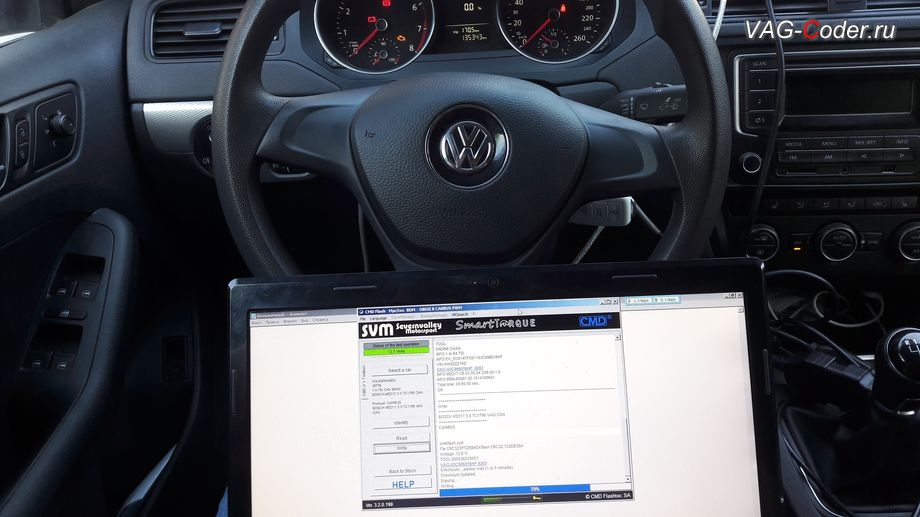 VW Jetta 6-2015м/г - в процессе выполнения работ по чип-тюнингу двигателя, чип-тюнинг двигателя 1,4TSI(CAXA) до 145 л.с и 250 Нм от PetranVAG Tuned на Джетта 6 в VAG-Coder.ru в Перми