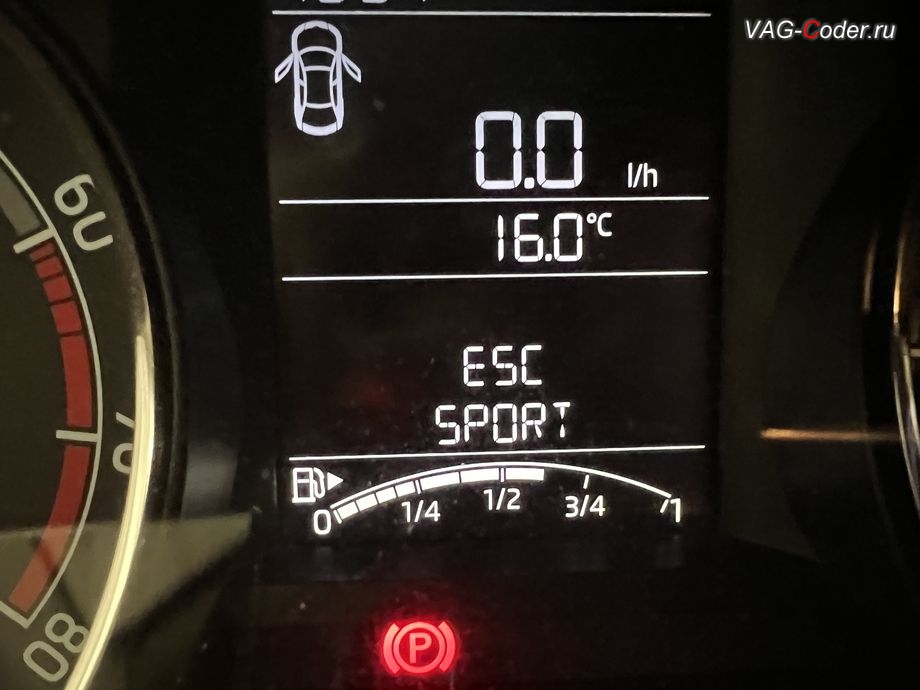 Skoda Rapid FL-2020м/г - вывод индикации режима ESC Спорт в панели приборов - модификация режимов работы функции ESC (стабилизации курсовой устойчивости), обновление устаревшей прошивки блока управления 1,6MPI(CWVB), активация и кодирование пакета скрытых заводских функций, обновление устаревшей прошивки магнитолы Swing (MIB 2 GP Entry Plus), и чип-тюнинг двигателя 1,6MPI(CWVB) до 125 л.с и 175 Нм от PetranVAG Tuned на Шкода Рапид ФЛ в VAG-Coder.ru в Ростове-на-Дону