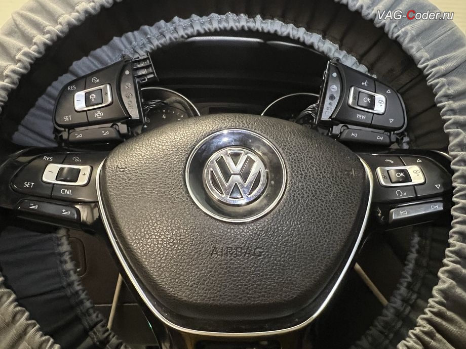 VW Tiguan NF USA-2018м/г - новые кнопки мультируля с поддержкой работы функций динамического Адаптивного круиз-контроля (ACC, Adaptive Cruise Control), доустановка Адаптивного круиз-контроля (ACC, Adaptive Cruise Control) до 210 км/ч, программная активация новых ассистентов: Ассистент Городской автопилот с удержанием автомобиля в полосе при движении в городском потоке - Трафик Джем Асист (Traffic Jam Assist, TJA), Ассистент аварийного торможения и остановки в полосе (Emergency Assist, Эмердженси Асист, EA), и программная модификации работы Ассистент контроля движения по полосе по дорожной разметке (Lane Assist, Лан Асист) с увеличение времени предупреждения Примите рулевое управление до 60 секунд на Фольксваген Тигуан НФ Америка в VAG-Coder.ru в Ростове-на-Дону