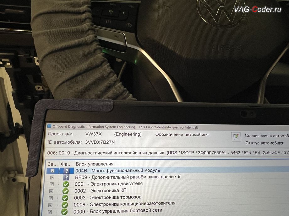 VW Taos USA-2021м/г - программные работы по кодированию, параметрированию, прописке и привязке блока управления (FSM, 4B), доустановка и программная прописка замененных фар на европейские LED-фары IQ.Light на Фольксваген Таос Америка в VAG-Coder.ru в Ростове-на-Дону